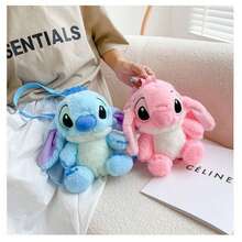 Stitch Plush Backpack, Cute Cartoon Character Stuffed Animal Shoulder Bag, Soft Fluffy Plush Rucksack, 25cm(9.84in), Blue Stitch & Pink Angel, Adjustable Strap, Gift For Girls Kids - Multicolor - View 10