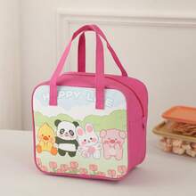 Fashionable Cute Animal Print Insulation Lock Fresh Large Capacity Lunch Box Bag Work With Lunch Insulation Lunch Bag - Hot Pink - View 8