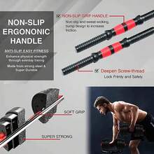 Mancuernas Ajustables 2 en 1 20 kg Convertible en Barra para Entrenamiento Doméstico con 12 Placas de Peso y Accesorios Antideslizantes Multifuncionales y Seguros - Negro - Ver 4