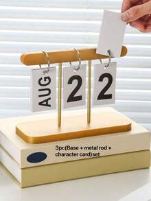 3pcs(Base + Metal Rod + Character Card)Set Nordic Minimalist Creative Flip Calendar, Desktop Decorative Calendar, Suitable For Home Living Room Dining Table, Coffee Table, Office Desk Decoration - Housewarming Gift,Christmas Decoration Set - Multiple Styles - View 8