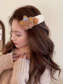Fuzzy Autumn/Winter Plush Cute Academy Style Lolita Versatile Bear Duck Bill Large Hair Clip - Multicolor - View 11