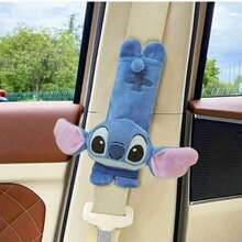 Stitch Plush Car Headrest Pillow And Seat Belt Cover, Soft Fluffy Auto Neck Cushion, Cute Car Interior Accessories - Multicolor - View 6