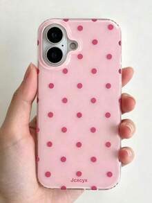 Cute Minimalist Black Pink Polka Dot Glossy Phone Case Compatible With IPhone 17 Pro Max 17 Pro 16 Pro Max 16 Pro 15 Pro Max 15 Pro 14 Pro Max 14 Pro 13 Pro Max 13 Pro 12 Pro Max 12 Pro 14 Plus 15 Plus 16 Plus 11 Fashionable Purple Dots Print Shell Birthday Gift - Pink - View 5