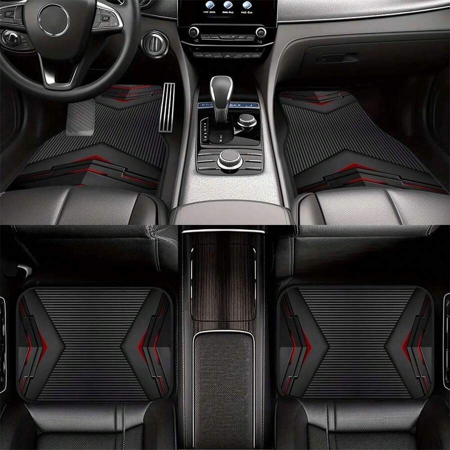 [2D Flat Printing] 2pcs/4pcs Cool Printed Car Floor Mats - Durable Polyester Floor Mats, And Practical, Ideal Gift Choice, Long-Lasting, Suitable For Trucks, Sedans, Suvs, And More - A - View 1