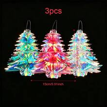 3pcs Colorful Laser Christmas Tree Hanging Decorations, Easy To Hang On Ceiling, Wall, Christmas Tree, Window Or Door, Adding A Special Atmosphere. Perfect For Christmas, Wedding, Birthday Party, Graduation Ceremony, Celebration Decoration. - Multicolor - View 5