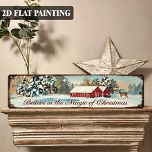 This Is A 2D Flat Metal Sign Featuring The Phrase "Believe In The Magic Of Christmas." It Is A Vintage-Style Wall Plaque Suitable For Decorating Porches, Living Rooms, Cafes, Bars, And Offices. (Random Style) - A - View 7