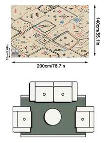 1 Buah Karpet Area Totem Geometris Berwarna-warni Beige, Bahan Kasmir Imitasi, Bentuk Persegi Panjang dengan Pola Bohemian Lukisan Tangan, Dapat Dicuci dengan Mesin, Cocok untuk Ruang Tamu, Kamar Tidur, Dekorasi Rumah Sehari-hari, Dekorasi Rumah Estetis - MultiWarna - View 12
