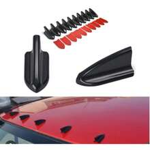 Black Shark Fin Car Antenna, Adhesive-Backed No-Drill Universal Roof Decorative Antenna, Car Exterior Modification Accessory - Black - View 5
