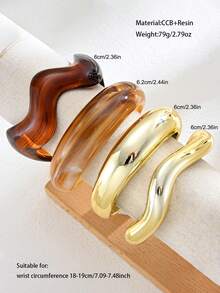 4/1pc Vintage Minimalist Wave-Shaped Acrylic CCB Material Women's Open Ring Bangle Set, Suitable For Daily Wear, Stackable, Perfect Gift Choice For Holidays - Multicolor - View 7