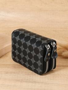 Fashionable Printed Double-Layer Zipper, Credit Card Storage Bag, Simple Casual Multi Card Clip, Perfect For Outdoor Activities And Travel - Black - View 7