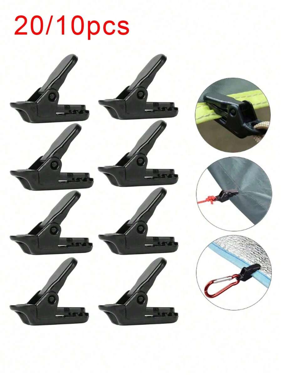 10pcs/20PCS Add Alligator Clips As Additional Tension Points For Tents, Awning Clips, Tarp Clips, Snap Fastener Clothes Pegs, Tent Camping Fastening Tools, For Outdoor Camping And Hiking Equipment