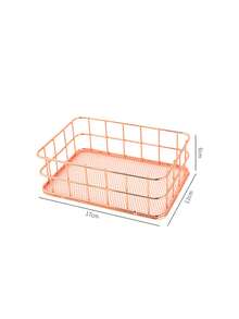 1pc Nordic Metal Wire Storage Basket, Gold & Rose Gold Desktop Organizer Tray, Vanity Makeup Cosmetic Sundries Storage Holder - Multicolor - View 12