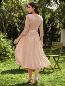 Women Midi Dresses - Baby Pink - View 7