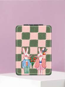 1PC Ins Cat Pet Series Portable Vanity Mirror, Foldable Lightweight Ultra-Thin Convenient Hand Mirror, PU Leather, Suitable For Multiple Scenarios And All People, Rectangular Mirror, Pocket Mirror, Cartoon Cat Rabbit Plaid Fish Pattern Design, Exquisite And Delicate, Easy To Carry, Handheld Makeup Mirror, 180° Flip Cover, Multi-Functional Mini Mirror, Compact Mirror, Mirrors, Daily, Festival, Birthday, Valentine's Day - Multicolor - View 7
