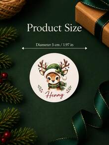 8/20/40pcs Customized Reindeer Name Stickers, Christmas Gift Box Use, Customized Round Christmas Gift Stickers Labels, Personalized Holiday Gift Labels, Personalized Cartoon Name Stickers, Christmas Gifts - Multicolor - View 7