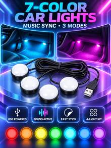 XF.Meraki 4-In-1 USB Car Interior LED Lights, Neon Footwell Ambient Lighting Kit - A - View 7