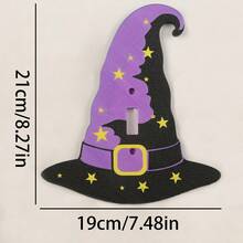 1pc Purple Wizard Hat Shaped 3D Printed Plastic Switch Panel, Decorated With Yellow Star Pattern, Halloween Theme Wall Switch Decorative Cover Plate - Multicolor - View 2