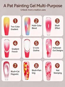 UR SUGAR 8ml Nude Pink Colors Pat Painting Gel Nail 4 In 1 Used For Gradient Cover Edge Lines Nail Stamping Pattern Covers Nail Free Edge Perfect Gift For Women - Multicolor - View 8