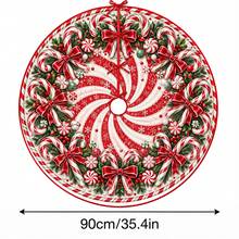 1件紅白色糖果旋渦圖案聖誕樹裙，優雅節日裝飾，5種尺寸，中性節日禮物，適用於居家與派對聖誕家居裝飾 - 紅白糖果旋渦 - 查看 13