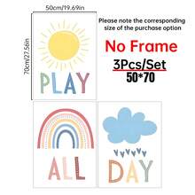 3pcs Bohemian Room Decor Paintings Canvas Wall Art Nursery Decor, Sun Canvas Painting, Daycare Poster, Classroom Decor Play Area Sign, Unframed, Modern Canvas Wall Art, Room Poster, Room Decor Supplies, Home Decor, Room Decor Aesthetic, Western Decor - Multicolor - View 12