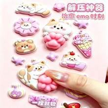 1pc 3D Cat Paw Phone Case Sticker, Waterproof Sticker, Office Supplies, School Supplies, X, DIY Sticker, Decorative Sticker, BT/S Cartoon Sticker, Anime Theme Sticker, Suitable For Phone And Travel Case, Also Suitable For Laptop, Water Bottle And Guitar, Suitable For Laptop, Luggage, Phone And Water Bottle, Squeeze Butt Sticker - Multicolor - View 4
