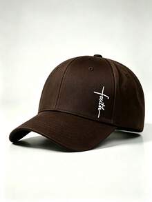 1pc Gothic Men Brown Hat Faith Embroidery Hats For Men Adjustable Baseball Cap Perfect For Outdoor Excursions Hiking And Everyday Wear-A Perfect Gift - Multicolor - View 4