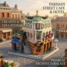 1243PCS Romantic Paris Cafe Street Scene Building Blocks, Collector-Grade Vintage Architecture Model Set, High-Density Micro-Particle Precision Interlocking, Creative DIY 3D Puzzle, Train Spatial Logic And Concentration, Vintage European Town Atmosphere Desktop Decor, High-End Gift For Friends, Colleagues, Leaders, High-Quality Indoor Soft Decoration Display Model, Immersive Handmade Experience - Multicolor - View 3