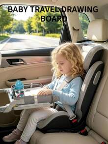 1pc Baby Travel Solid Color Drawing Board, Foldable Children's Outdoor Travel Tray Table, Multi-Functional Portable Writing & Painting Board - Car Storage Small Desk - Multicolor - View 1