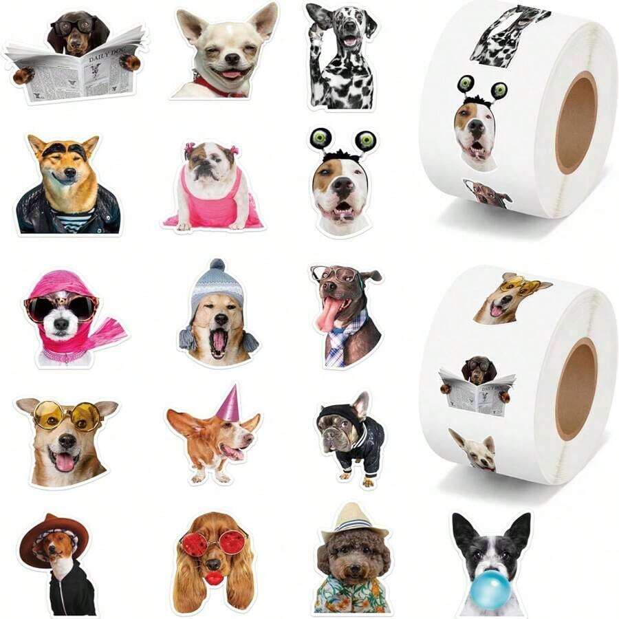 500pcs Asymmetrical Dog Shaped Doodle Stickers, 2 Styles Availabl - Multicolor - View 1