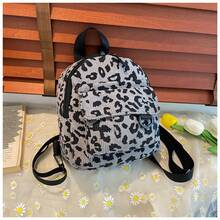 1pc Autumn/Winter Corduroy Leopard Print Mini Backpack, Outdoor Casual Small Backpack, Fashion Leopard Print Corduroy Backpack, College Style Travel Bag - Leopard Print - View 12