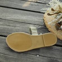 Women's Summer Pleated Toe Strap Flat Slide Sandals, Vacation Beach Style - Apricot - View 7