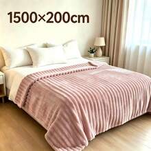 1pc Luxury Double-Sided Faux Rabbit Fur Blanket - Comfortable Striped Flannel, Soft & Warm, Suitable For Napping, Office, Camping, Sofa - Multi-Functional Polyester Bed Cover, Christmas Gift - Red Bean Paste - View 10