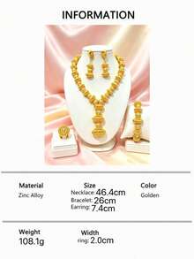 1 Set Fashionable Women's Gold Ball Pendant Necklace Jewelry Set Necklace Earrings Bracelet Ring Middle East Dubai USA Africa Bride Wedding Banquet Dress Accessories Christmas Valentine's Day Holiday Gift Daily Wear - Yellow Gold - View 7