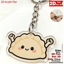2D Flat - 4pcs Set Unisex Novel Unique Human-Shaped Dumpling Keychain, Cute Cartoon Pendant Charm For Backpacks, Purses, Fashion Wallets, Christmas Party Gift, Stocking Stuffer, Secret Santa Exchange, New Year Celebration Accessory - White - View 6