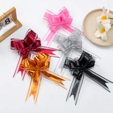 1 Pack 10pcs Snow Gauze Bow Ribbon Tassel Gift Wrapping Ribbon Colorful Ribbon Handmade Tassel Festival Party Wedding Marriage Wedding Car - Lotus Root Powder Pink - View 6