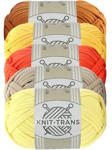 KNIT-TRANS 5 Bundles 5 Colors/500g Multi-Color Premium T-Shirt Yarn - High Elasticity Rope-Shaped Yarn, Soft Elastic Polyester Yarn, Suitable For Vibrant Crochet Projects, Ideal For Home Decor DIY Crafts, Multi-Color Yarn | Polyester Yarn | Knitting Accessories - Multiple Styles - View 11