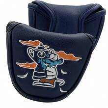 1 pièce Housse de tête de putter de golf pour DF3 - Fermeture à crochet et boucle, étui en PU résistant aux rayures avec doublure moelleuse & design de dessin animé mignon, tête de club bleue (Compatible avec le modèle de putter DF3) - Bleu azur - Voir 12
