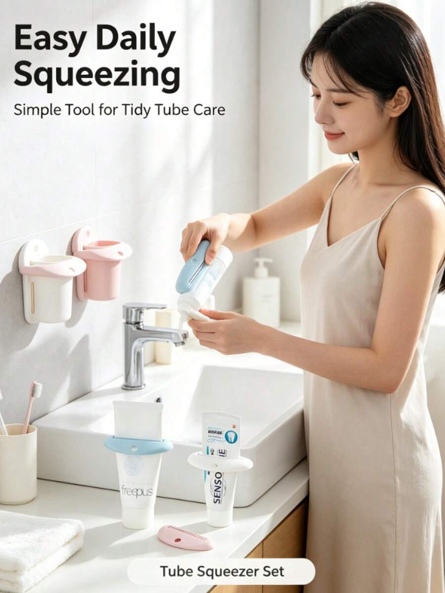 4pcs Manual Plastic Toothpaste Squeezer, Vertical Bathroom Dispenser, Suitable For Toothpaste, Facial Cleanser, Hand Cream, No Electricity Required, Home Bathroom Decor, Autumn Back To School Decoration - Multi-color - View 1