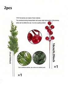 10/20pcs Christmas Pine Needle & Red Berry Set, 10-Inch Artificial Evergreen Norfolk Pine Foliage Stems, Faux Pine Needle Floral Picks For DIY Bouquets, Wreaths, Home Decor, Vases, Dining Table, Wedding Table, Fireplace Decoration, Christmas Decor - Multicolor - View 16