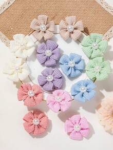 7 buah Jepit Rambut Anak Perempuan Motif Bunga Kain dan Mutiara Bentuk Mulut Bebek, Warna Permen Segar, Aksesori Rambut Lucu, Cocok untuk Penggunaan Sehari-hari - MultiWarna - View 2