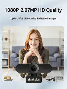 Lenovo 1080P HD Computer Webcam With Microphone, Plug And Play, Driver-Free, For Live Streaming, Video Conferencing, Online Classes, And Video Calls WL22A - View 2