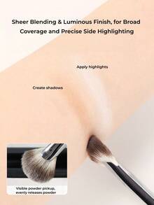 GUOXIAONIU Kuas Highlighter Kipas, Pengambilan Bedak Mudah & Pelepasan Bedak Merata, Perpaduan Sempurna, Kuas Makeup Serbaguna untuk Highlight, Contour & Blush, Membangun Kontur Wajah 3D dengan Kilauan Memukau - Emas Mawar #339 Bentuk Kipas - View 8