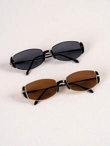 1 Pair Women's Fashion Small Square Frame Glasses, Lightweight Luxury Frame, Y2K Music Festival - Multicolor - View 4