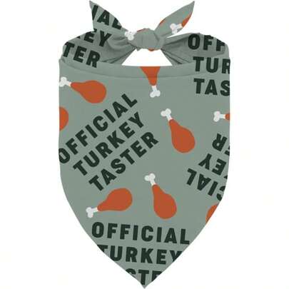 1pc 24.8*11 Inch Thanksgiving Turkey Dog Scarf, Formal Turkey Taster Pet Bandana, Washable Triangle Dog Scarf, Adjustable Small To Medium Dog Headscarf