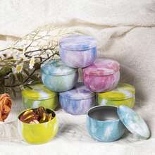 HIZTGHC 16pcs 2.2oz Marble Pattern Candle Jars With Lids, Round Empty Candle Containers, Colorful Metal Candle Holders, DIY Candle Making, Handmade Crafts And Gift Storage Jars - Multiple Styles - View 9