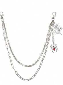 1 sợi xích quần treo mặt nhện tơ nhiều lớp bằng kim loại đính zirconia phong cách punk tinh xảo, trang trí quần jeans vintage hip hop, phù hợp mặc hàng ngày, lễ hội, phối đồ cùng bạn bè và anh em, làm quà tặng - Bạc - Xem 5