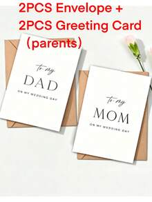 Wedding Greeting Card For Mom And Dad, Matching Kraft Paper Envelope, 300g Thick Cardstock, Minimalist Premium Thank You Message Card, Bride's Wedding Keepsake Gift For Parents, Wedding Commemorative Letter Card, Wedding Favor Keepsake, 148mm*105mm Wedding Stationery Gift Card - Multicolor - View 11