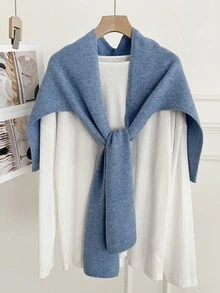 1pc Women's Solid Color Wool Blend Knit Loose Shawl Scarf, Sun Protection, Casual College Style, Suitable For Travel, Shopping, Air-Conditioned Rooms, Back To School Season, Spring, Summer, Autumn, Winter - Multicolor - View 9
