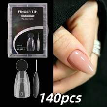 140 Sets Sandwich Style Nail Extension Dual Molds, With Inner Arc Short Almond Crystal Rhinestone Nails - Clear - View 10