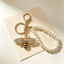 Rhinestone Bee Pearl Keychain, Bag Charm, Car Key Accessory, Luxury Delicate Fashion, Women's Gift Key Chain - Multicolor - View 9